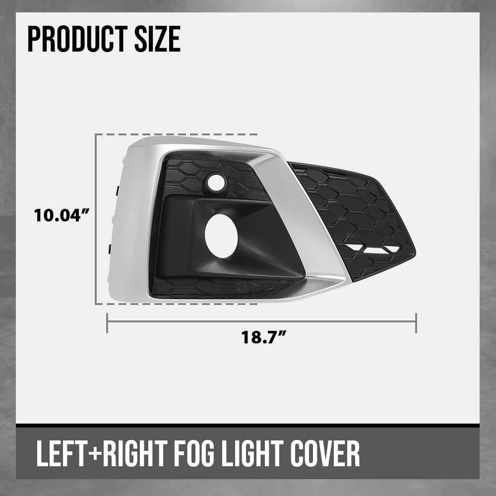 G-PLUS Front Bumper Fog Light Cover Left+Right Side Compatible with Audi A5 S5 2020 2021 2022 2023 8W6807681T3Q7 Chrome Black