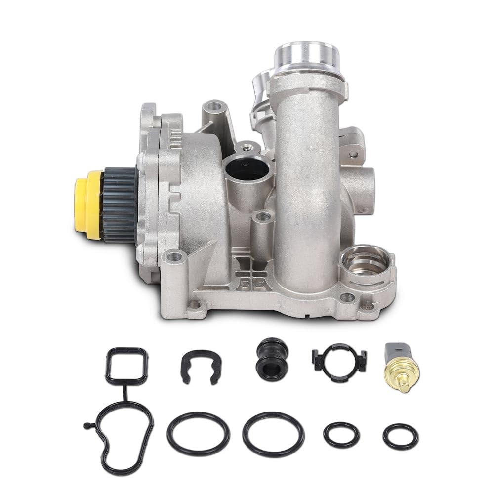 G-PLUS Water Pump Assembly Compatible with VW Bettle EOS CC Passat Jetta/Audi A3 A4 A6 TT 2.0T TSI 06H121026T, 06H121026, 06H121026AB, 06H121026AF, 06H121026BA, 06H121026BP, 06H121026CF