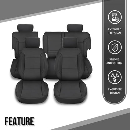 G-PLUS Seat Covers Set Compatible with Chevy Silverado LT Crew Cab 2014-2018 Black
