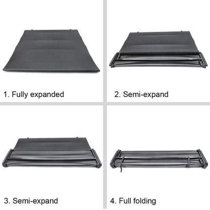 G-PLUS Black Lock Truck Bed Tonneau Cover 4-Fold 5.5FT Compatible with 2009 2010 2011 2012 2013 2014 Ford F150 Black