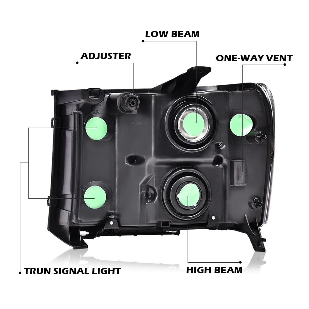 G-PLUS Tube Projector Headlights Assembly Fit GMC Sierra 1500 2007-2013 /Fit GMC Sierra 2500HD 3500HD 2007-2014 Headlamps Clear Lens Black Housing Clear Reflector Left & Right,faros delanteros