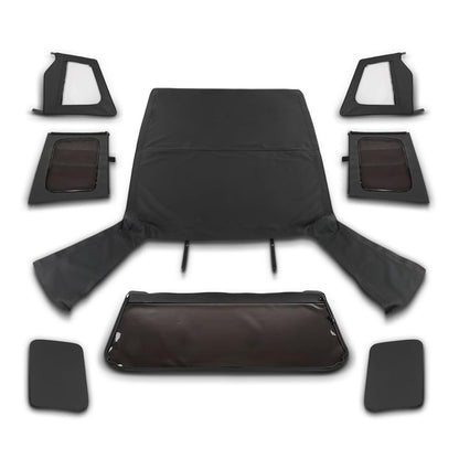 G-PLUS Soft Top Sailcloth Black W/Plastic Windows Compatible with Jeep Wrangler 1987-1995 with Factory Squared Style Upper Doors 9870215, 9870217 Black