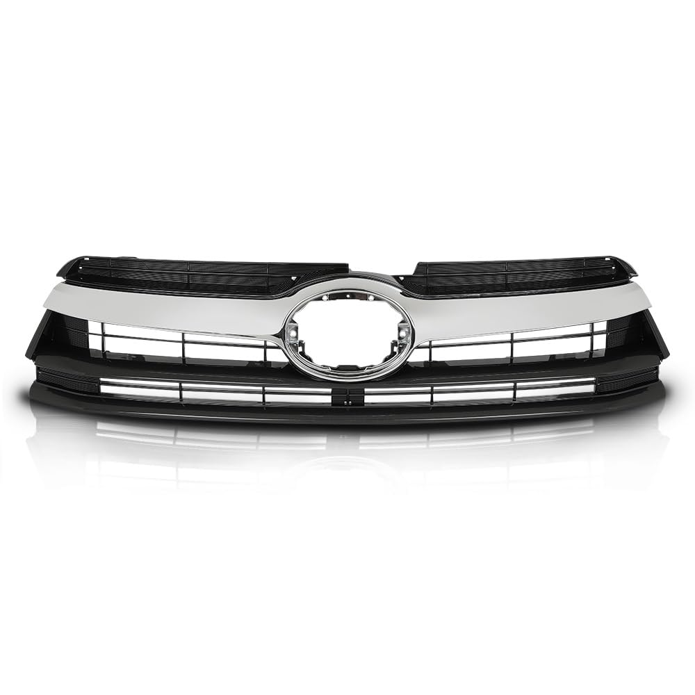 G-PLUS Grille Assembly Compatible with Toyota Highlander (submodel: Hybrid LE, Hybrid Limited, Hybrid XLE, LE, LE Plus, Limited, XLE) 2014-2016 Chrome Grill Insert Black 531010E170, TO1200371