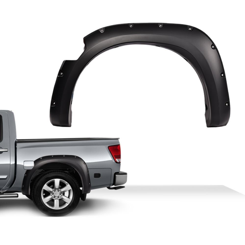 G-PLUS Fender Flares Compatible with Nissan Titan 2004-2015 w/o Bedside Lockbox, Front & Rear Wheel Cover Protector Vent Trim Smooth Pocket Riveted
