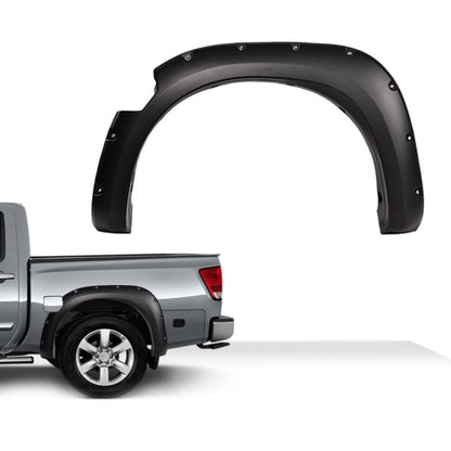 G-PLUS Fender Flares Compatible with Nissan Titan 2004-2015 w/o Bedside Lockbox, Front & Rear Wheel Cover Protector Vent Trim Smooth Pocket Riveted
