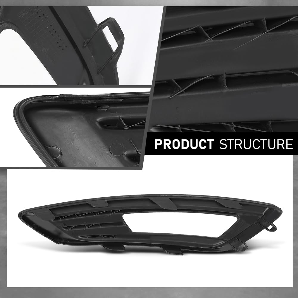 G-PLUS Fog Light Trim Cover, Compatible with Ford Focus 2015-2018, Passenger Side, F1EZ15266A, FO1039151 Black Right