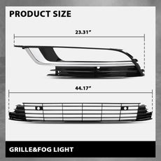 G-PLUS Front Bumper Grille Fog Lights Covers Set 5PCS for VW CC 2013-2017 Close-up View