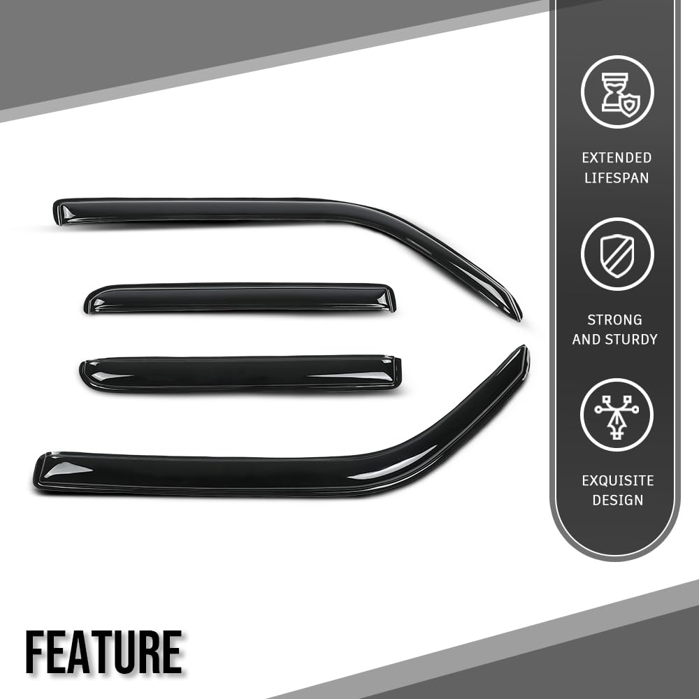 G-PLUS Outside Mount Ventvisor Sun Rain Guards Side Wind Deflector Compatible with Toyota 4Runner 2010-2024 Smoky