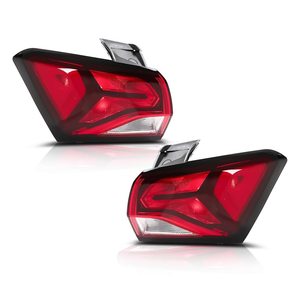 G-PLUS Outer Left+Right Side Tail Light Assembly Rear Brake Lamp Taillight Pair Compatible with Chevy Equinox 2022-2024 85608640, 85132582 Red