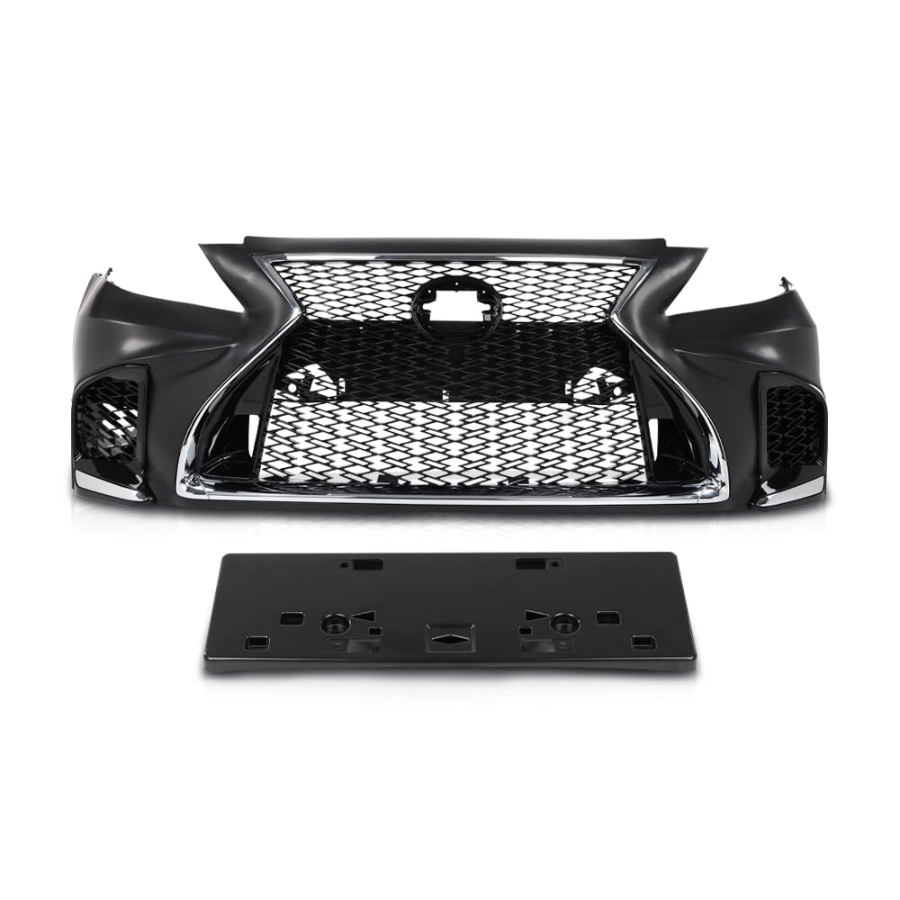 G-PLUS Front Bumper Set (Front Bumper, License Plate) Compatible with 2007-2009 LX LS460 to 18+ LS F-Sport Style 2Pcs