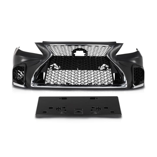 G-PLUS Front Bumper Set (Front Bumper, License Plate) Compatible with 2007-2009 LX LS460 to 18+ LS F-Sport Style 2Pcs
