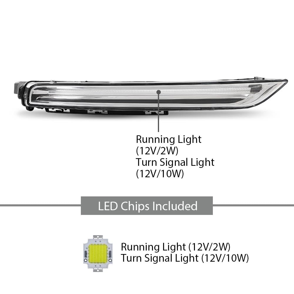 G-PLUS Right LED Fog Lamps DRL Daytime Running Lights, Compatible with Porsche Cayenne 958 2015-2017, Passenger Side, 95863118230