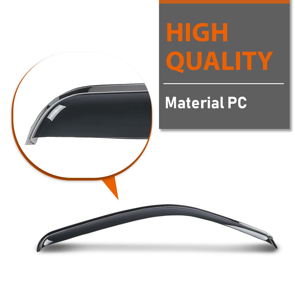 G-PLUS Out-Channel Window Visor Deflectors Compatible with Chevy Silverado & GMC Sierra 1500 1999-2006 | Rain & Glare Protection | Cab Cooler | Smoky