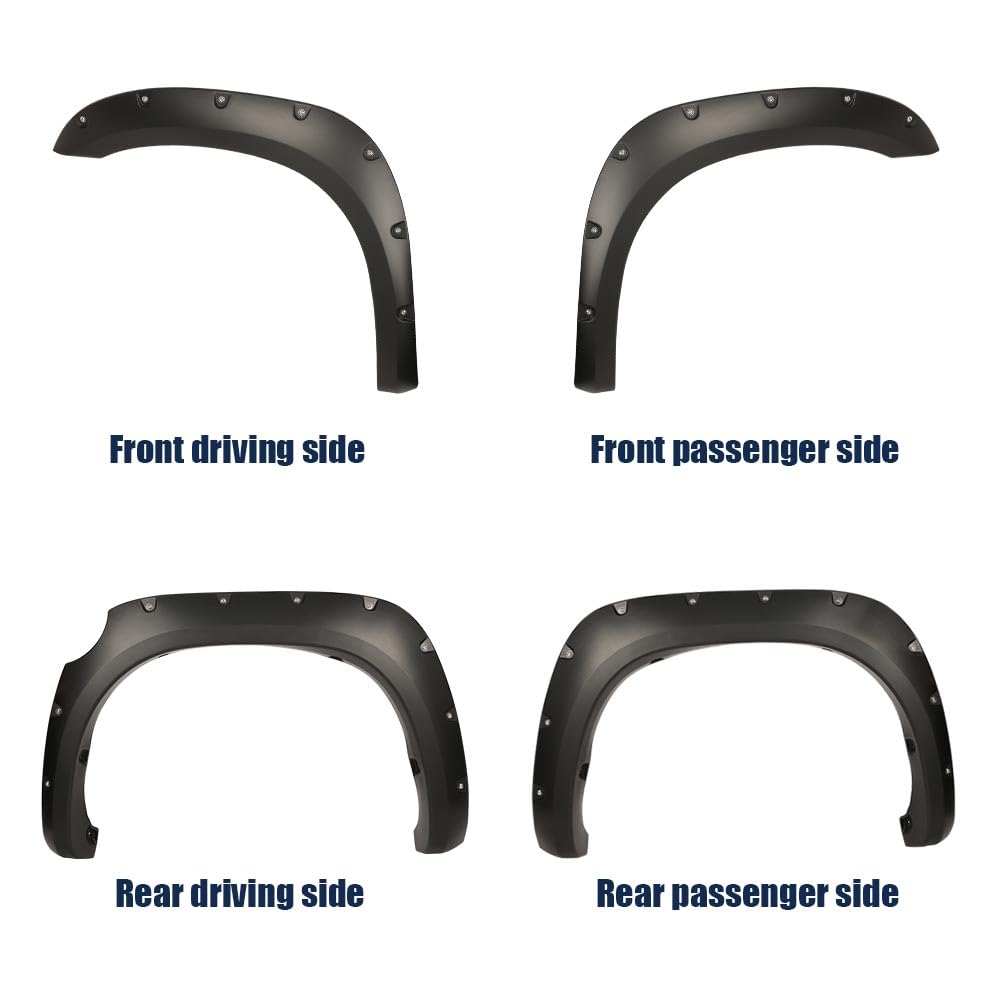 G-PLUS 4PCS Fender Flares Compatible with Toyota Tundra 2007-2013 Wheel Arch Cover Trim 5054781AB, 5054781AH, 55054780A, Smooth Pocket-Riveted