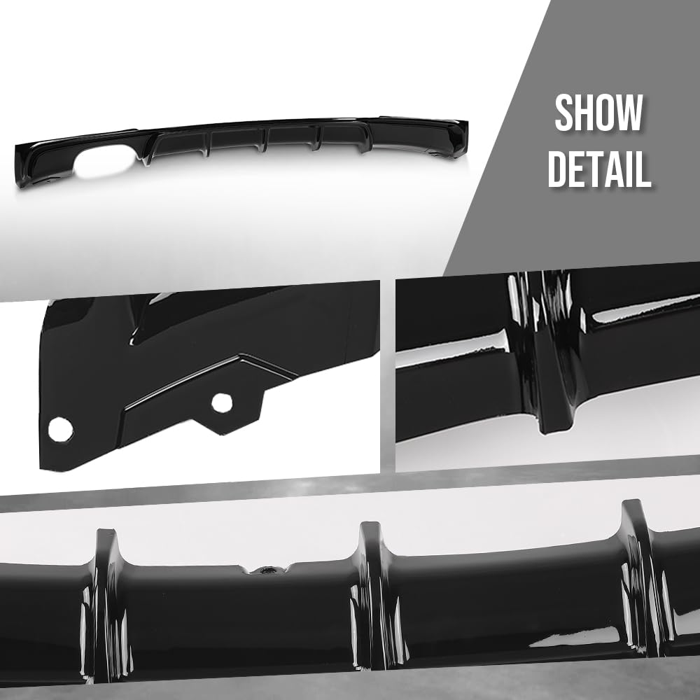 G-PLUS Rear Diffuser Compatible with BMW 3 Series F30 F31 M Sport Model 2012-2019 Only Fit Model with M Sport Bumper, Not Fit Regular Bumper Rear Bumper Diffuser Lip Glossy Black