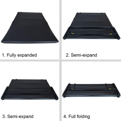 G-PLUS 8Ft Long Bed 4-Fold Lock Tonneau Cover Compatible with 2007-2013 Chevy Silverado GMC Sierra Black