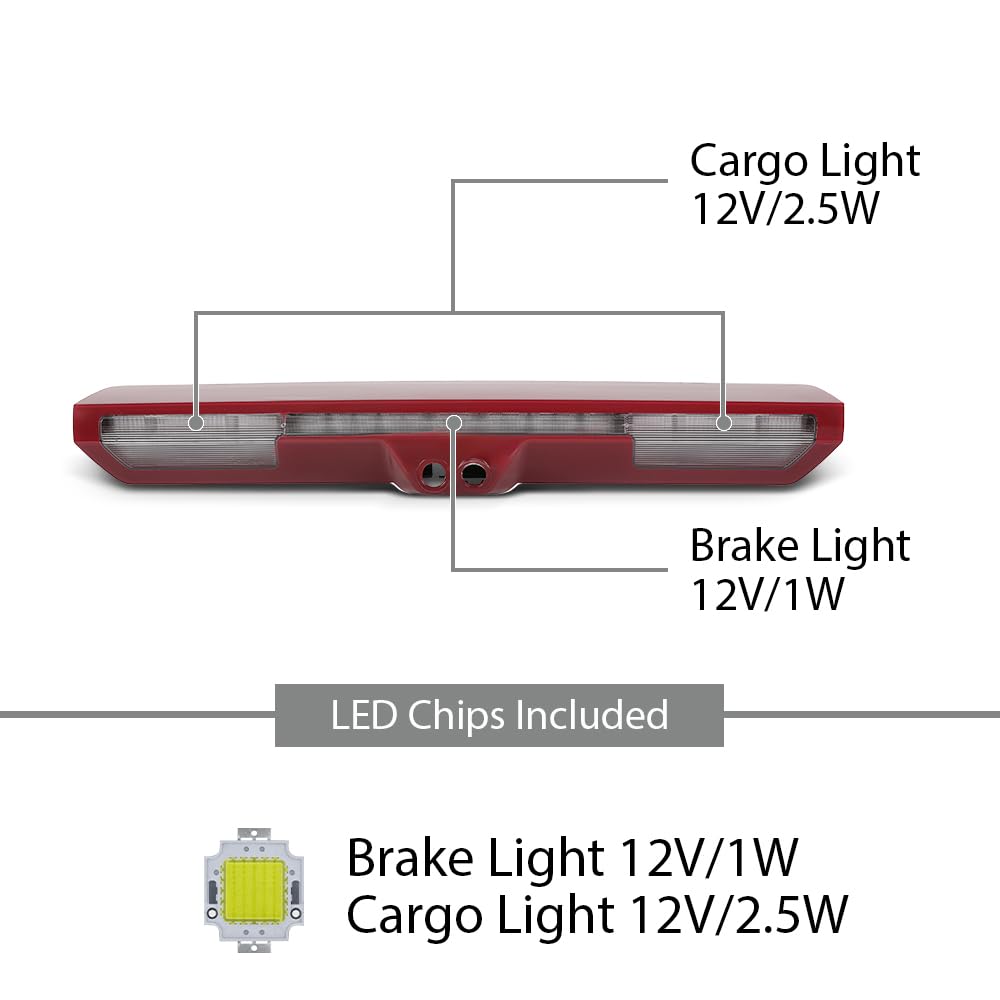 G-PLUS High Mounted Stop Lamp 3rd Brake Light Compatible with Chevy Silverado/GMC Sierra 1500 2500HD 3500HD 2021-2023 84929552 Red