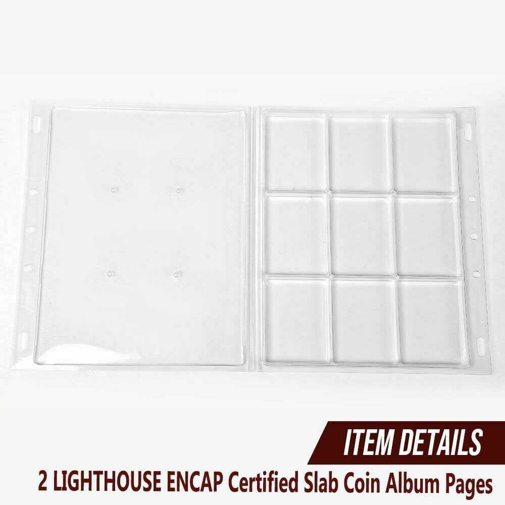 G-PLUS Coin Pages, Coin Album Pages Lighthouse Encap Graded Slab,Coin Collecting Supplies,2 Sheets 18 Slabs