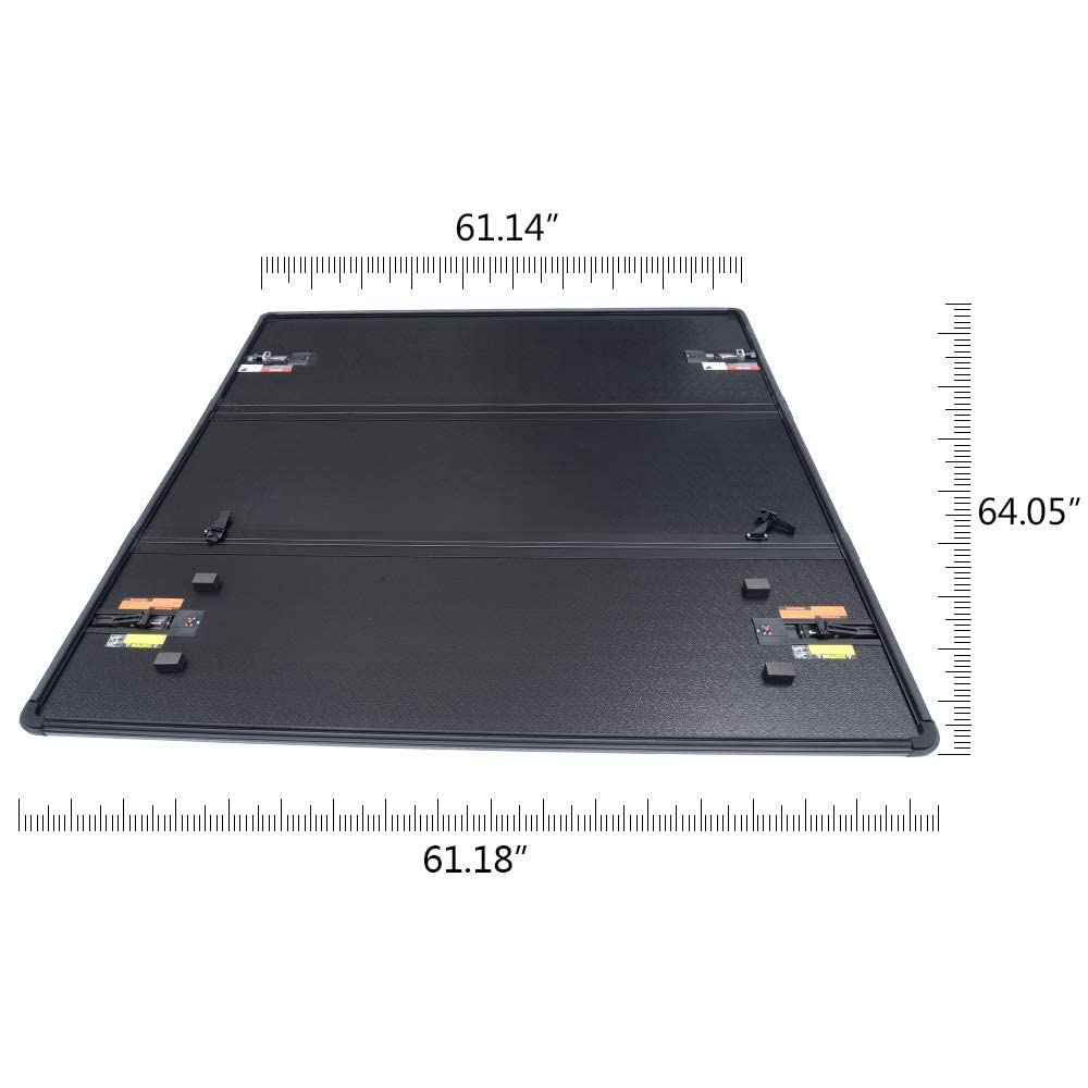 G-PLUS Lock Solid Hard Tri-Fold Tonneau Cover Compatible with Chevy Colorado/GMC Canyon 5' Extra Short Bed 2015-2021 Cargo Truck Bed Cover