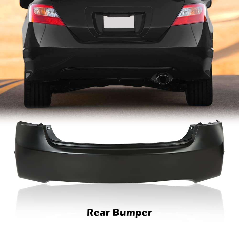 G-PLUS Rear Bumper Cover Compatible with Honda Civic Sedan 4dr 2006 2007 2008 2009 2010 2011, 04715SNAA90ZZ, HO1100235, Black