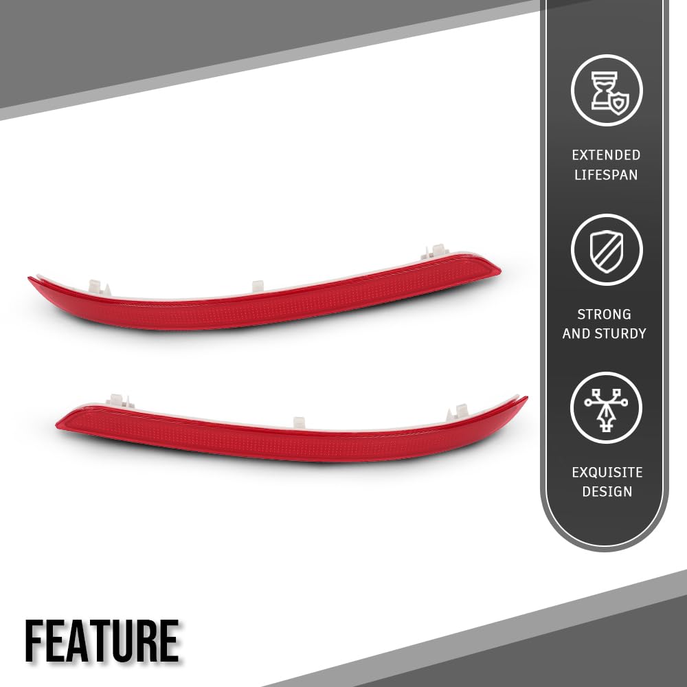 G-PLUS Pair Left & Right Bumper Reflectors Compatible with Benz GLE350 4Matic Sport Utility 4-Door 2016-2017 1668200174, 1668200074 Red