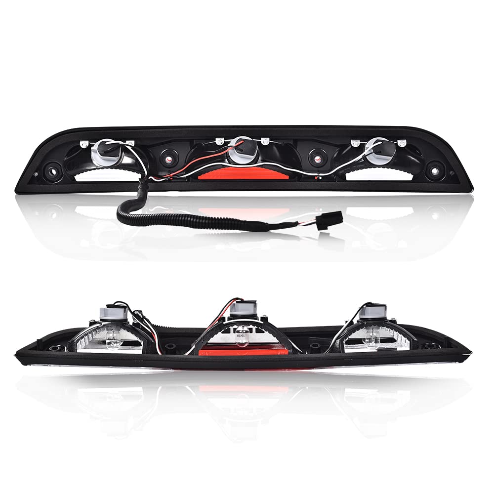 G-PLUS LED 3rd Third Brake Light Compatible with Ford F150 2015 2016 2017,Compatible with F250 F350 F450 F550 Super Duty 2017 High Mount Rear Stop Light Cargo Lamp Red & Clear Lens Chrome Housing