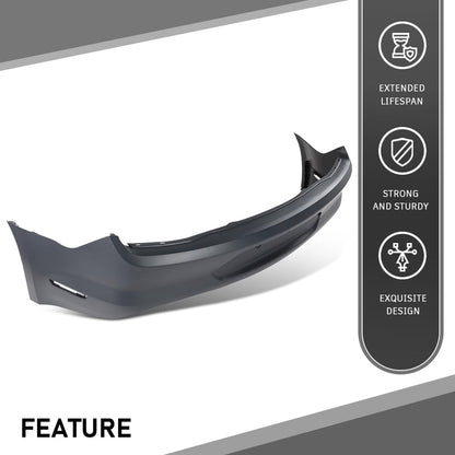 G-PLUS Rear Bumper Cover w/o Holes Compatible with Ford Mustang 2018-2023, Fit Models Without Park Assist Sensor Hole, Not Fit Shelby Models, 187-10330, JR3Z17K835APTM, FO1100736