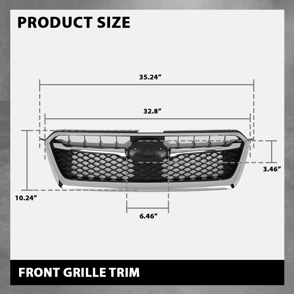 G-PLUS Front Bumper Grille w/Moulding Trim Compatible with Subaru Impreza 2012-2016,Fit Subaru Crosstrek 2016-2017 SU1200163