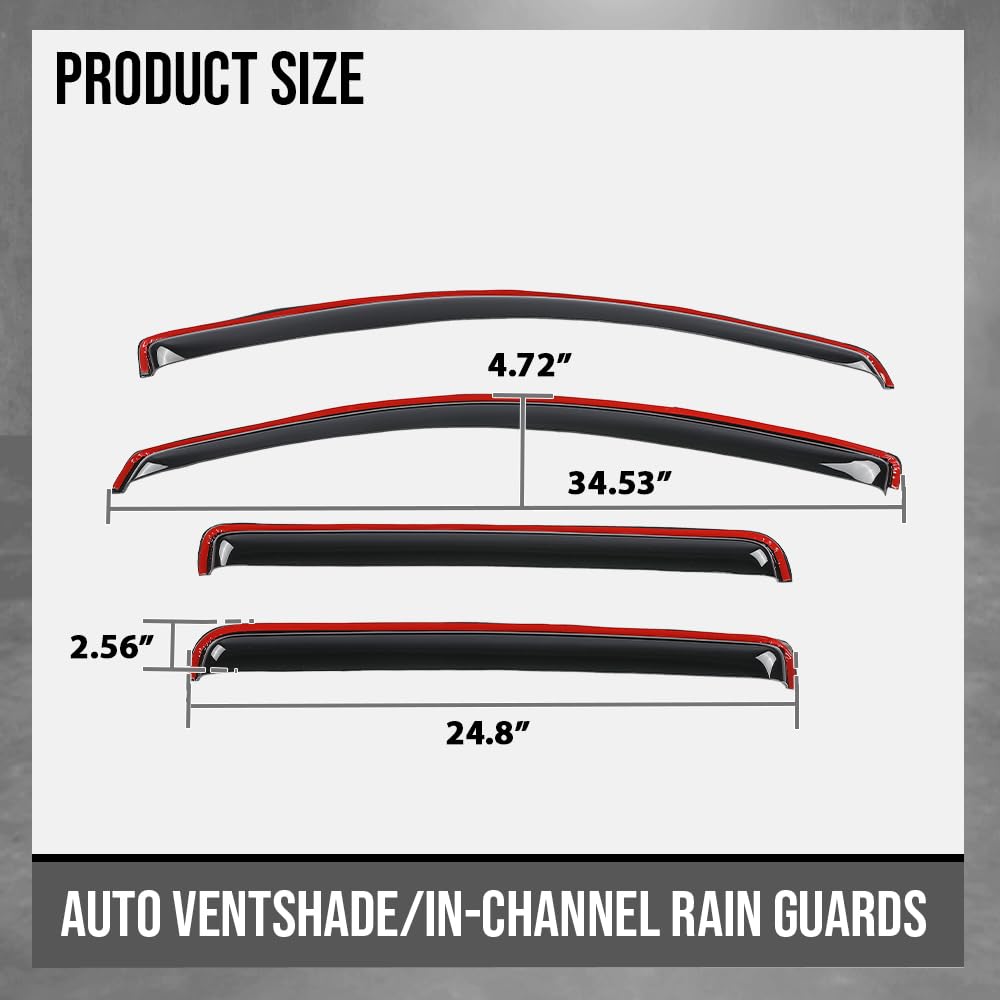 G-PLUS in-Channel Window Visors Window Deflectors Side Wind Deflector Compatible with Chevy Colorado Crew Cab 2023-2025 Fit GMC Canyon Crew Cab 2025 Not Fit Extended/Double Cab 4PCS Smoke