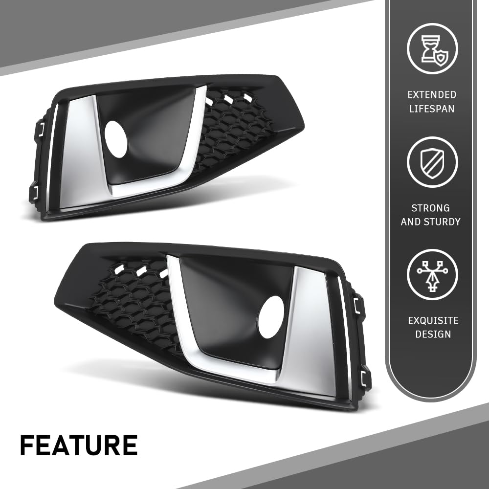 G-PLUS Pair Fog Light Cover, Compatible with Audi A4 S-Line / A4 Quattro / S4 2019, Bumper Grille Bezel, LH Driver & RH Passenger 2PCS, 8WD807681J, 8WD807682J