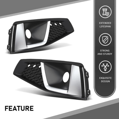 G-PLUS Pair Fog Light Cover, Compatible with Audi A4 S-Line / A4 Quattro / S4 2019, Bumper Grille Bezel, LH Driver & RH Passenger 2PCS, 8WD807681J, 8WD807682J