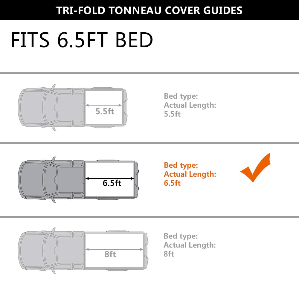 G-PLUS Hard Tri-Fold Truck Tonneau Cover Compatible with 2005-2011 Dodge Dakota Quad Cab/Standard Cab 6'5" Standard Short Bed