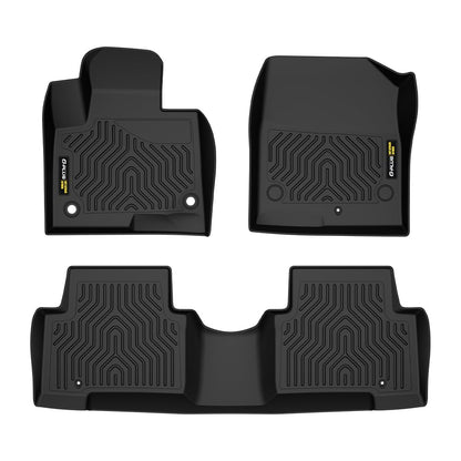 TPE Cargo Mats, Compatible with Santa Fe Sport 2013-2018 (Fits 5-Passenger Model Only), 1st & 2nd Row 3PCS, All Weather Full Cover Protection, Black Cargo Liner Interior Accessories