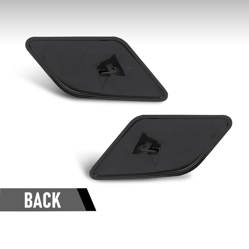 G-PLUS Left Right Headlight Washer Cover Pair Compatible with Volvo S40 V50 2008-2012 39886377, 39886397 Glossy Black
