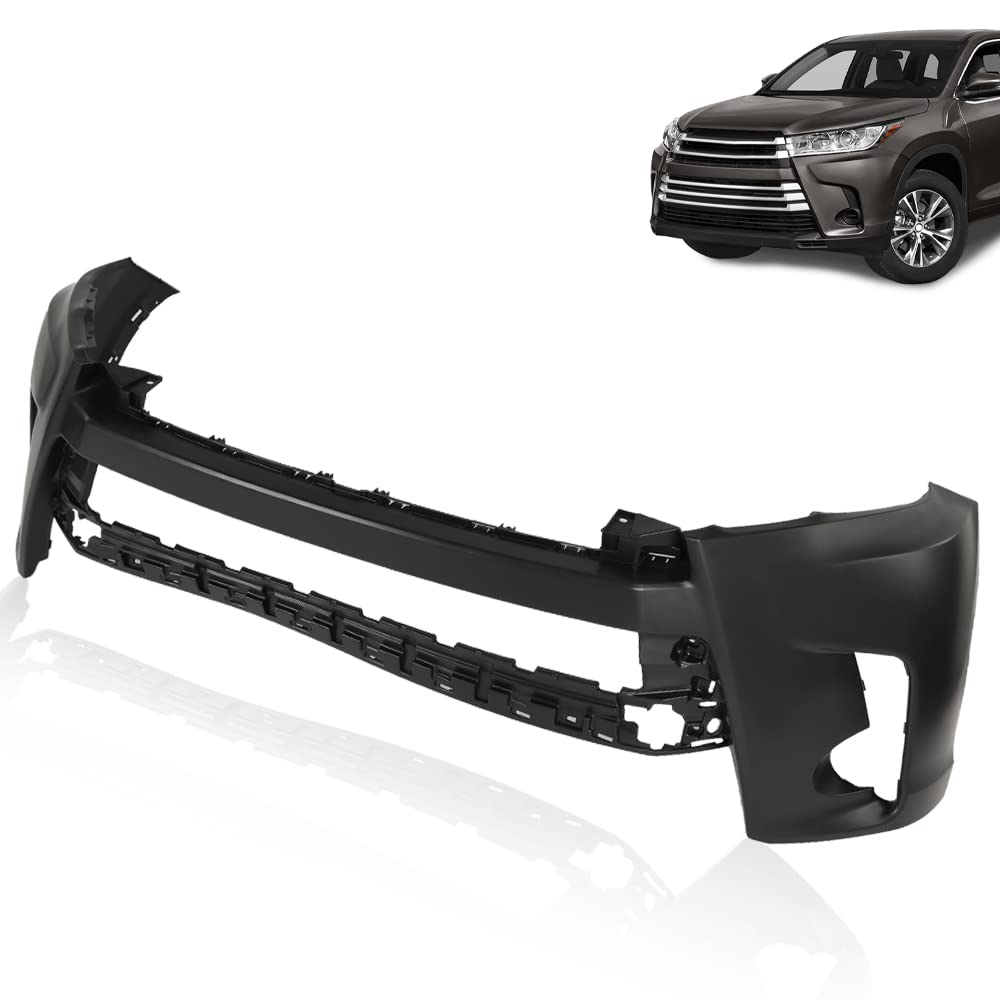 G-PLUS NEW Primered Front Bumper Cover Compatible with 2017 2018 2019 Toyota Highlander 521190E350160 TO1000427