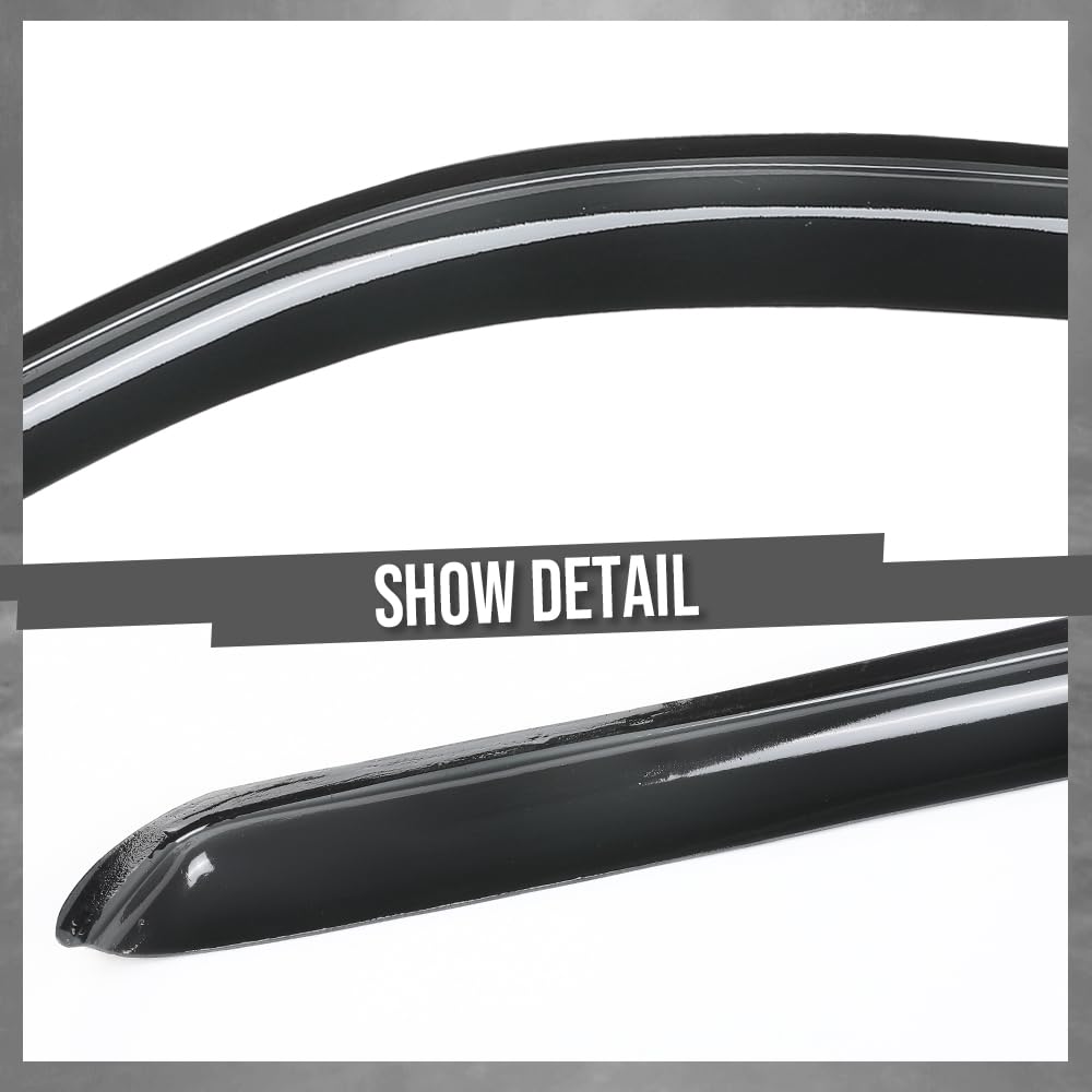 G-PLUS in-Channel Auto Vent Window Visor 4pcs Compatible with Ford F250 F350 F450 F550 Super Duty Supercrew 1999-2016, Not Fit Supercab Or Extended Cab in-Channel Rain Guards Smoke