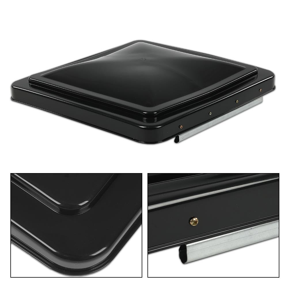 G-PLUS Replacement 14" x 14" Roof Vent Cover Camper RV Trailer Fit for Ventline pre-2008 and Elixir Style Pin 1994 and Newer Black 1pcs,Accessories is not assembled