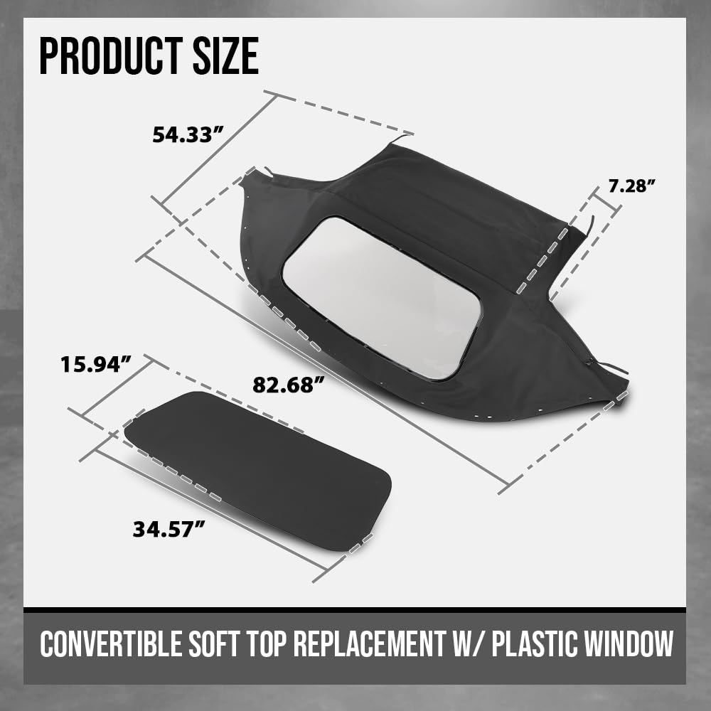 G-PLUS Convertible Soft Top w/Plastic Window Compatible with Mazda Miata 1990-2005 Black
