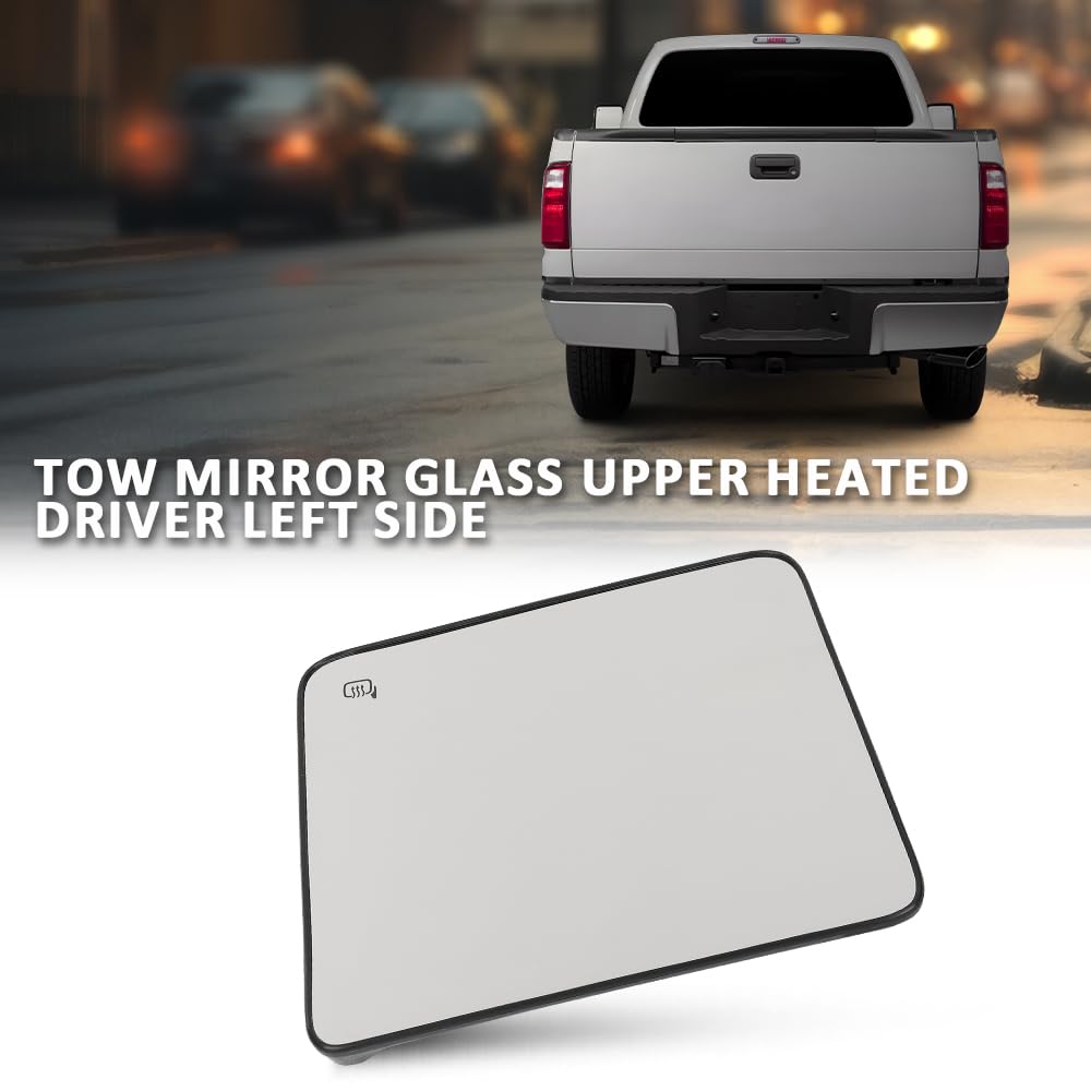 G-PLUS Mirror Glass Upper Heated Driver Left Compatible with Ford F150 Pickup Truck 2013-2014,Fit Ford F250 F350 F450 F550 Super Duty 2008-2016 FO1324150, 7C3Z17K707H