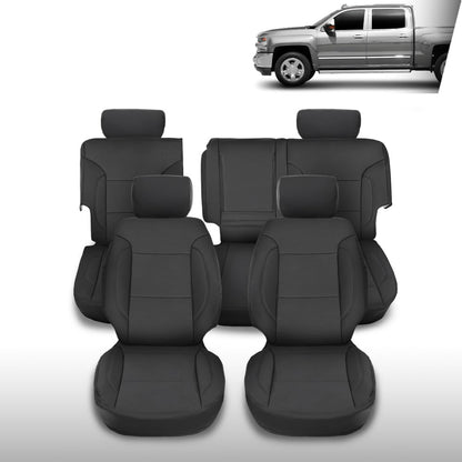 G-PLUS Seat Covers Set Compatible with Chevy Silverado LT Crew Cab 2014-2018 Black
