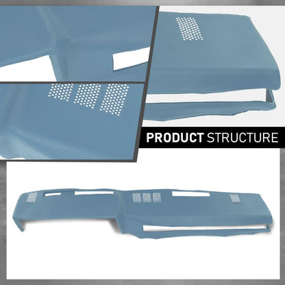 G-PLUS TPE Dashboard Dash Cover Panel W/Adhesive Compatible with 1981-1987 Chevy GMC Full Size Pickup/1981-1991 Chevy GMC SUV Dash Cover Bezel Parts 18601NTL(Light Blue)