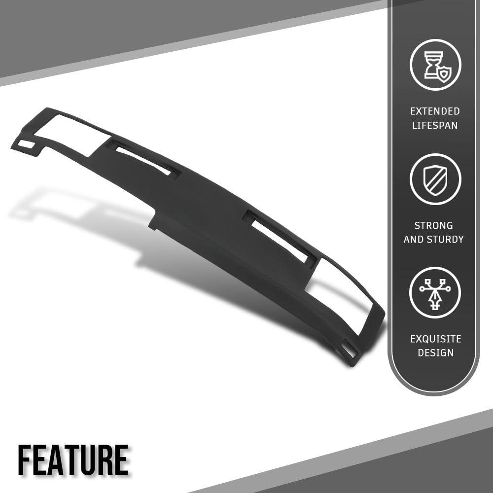 G-PLUS TPE Dash Cover Compatible with Chevy S10, S10 Blazer and GMC S15, Jimmy, Sonoma Pickups 1986-1993 Black