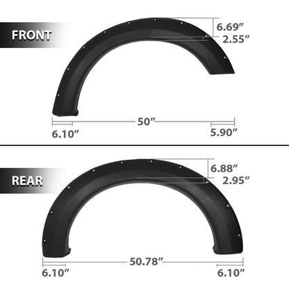 G-PLUS 4PCS Fender Flares Compatible with Ford F150 2004-2008 with 66.0" / 67.0" / 78.0" / 96.0" Bed Length (Not Fit Heritage Models) Wheel Opening Molding Arch Trim, Textured Riveted Style