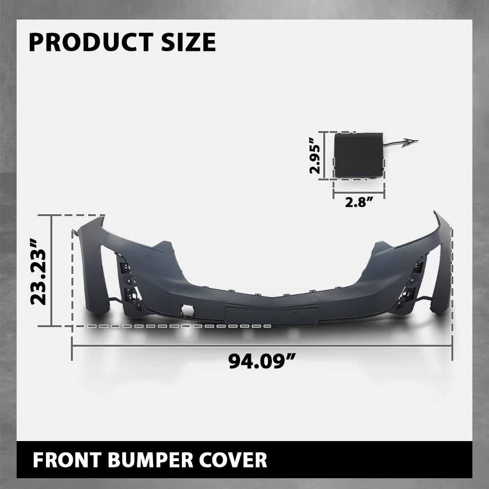 G-PLUS 1PC Front Bumper Cover Compatible with Cadillac XT6 Luxury 2020 2021 2022 2023 2024, 577443677, 343777787, Black