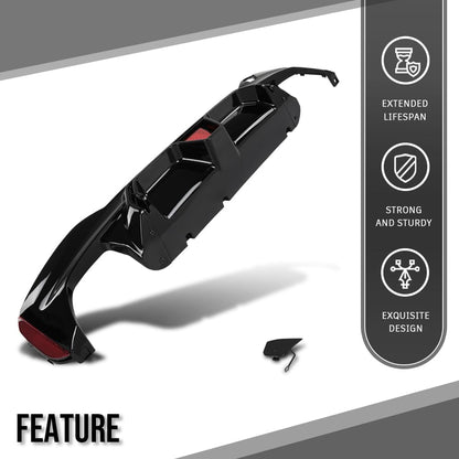 G-PLUS Rear Diffuser Compatible with BMW G30 G31 G38 5 Series 2017-2023 with M Sport Bumper Only Not Fit M550i Model Not Fit Model with Regular Non-M Sport Bumper Rear Diffuser Lip Glossy Black