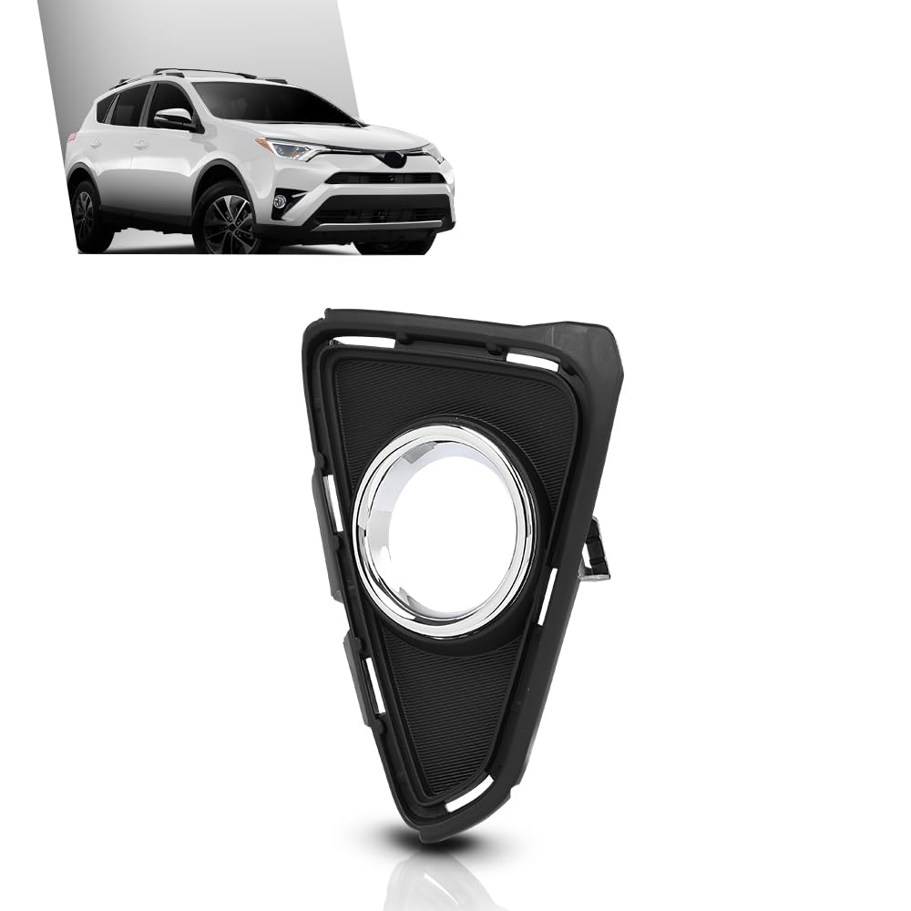 G-PLUS Fog Light Bezel Lamp Trim w/Chrome Right Passenger Compatible with Toyota RAV4 2016-2018 520300R030