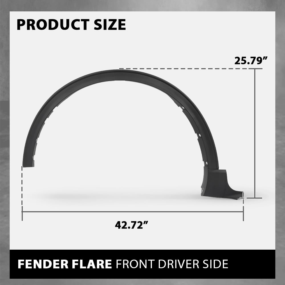 G-PLUS Front Left Fender Flare Wheel Opening Molding, Compatible with Ford Escape 2020-2024, Driver Side, LJ6Z16039AB, LJ6Z16039AA, FO1290138