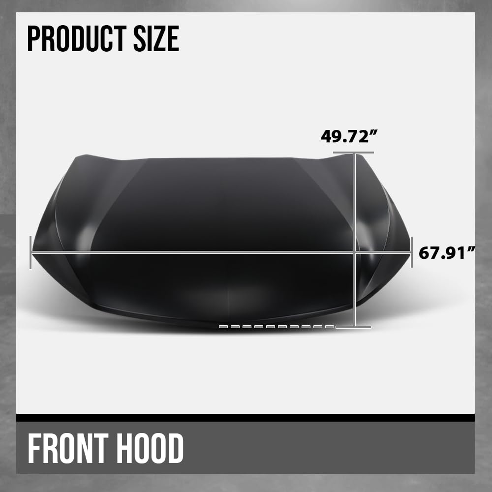 G-PLUS Front Hood Panel Iron Compatible with Chevy Blazer 2019-2024 Black