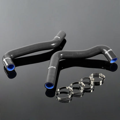 G-PLUS Silicone Radiator Coolant Hose Kit Clamps Fit Compatible With Pontiac Fiero 2.5/2.8L L4/V6 1984-1988 Black