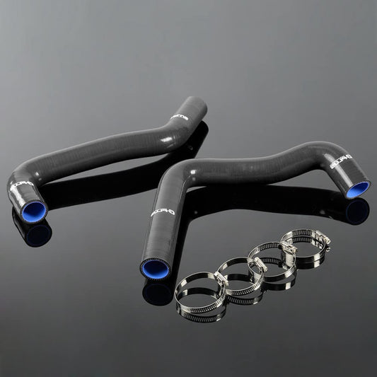 G-PLUS Silicone Radiator Coolant Hose Kit Clamps Fit Compatible With Pontiac Fiero 2.5/2.8L L4/V6 1984-1988 Black